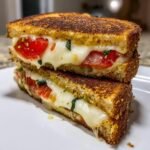 Air fryer Avocado, Mozzarella, and Tomato Grilled Cheese