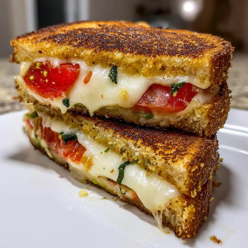 Air fryer Avocado, Mozzarella, and Tomato Grilled Cheese
