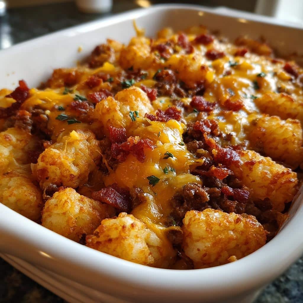 Air fryer Bacon Cheeseburger Tater Tot Casserole - detail 1