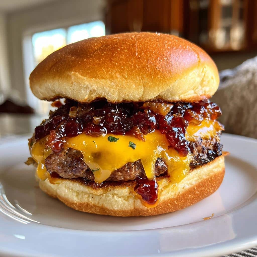 Air fryer Bacon Jam Grilled Cheeseburgers for thanksgiving