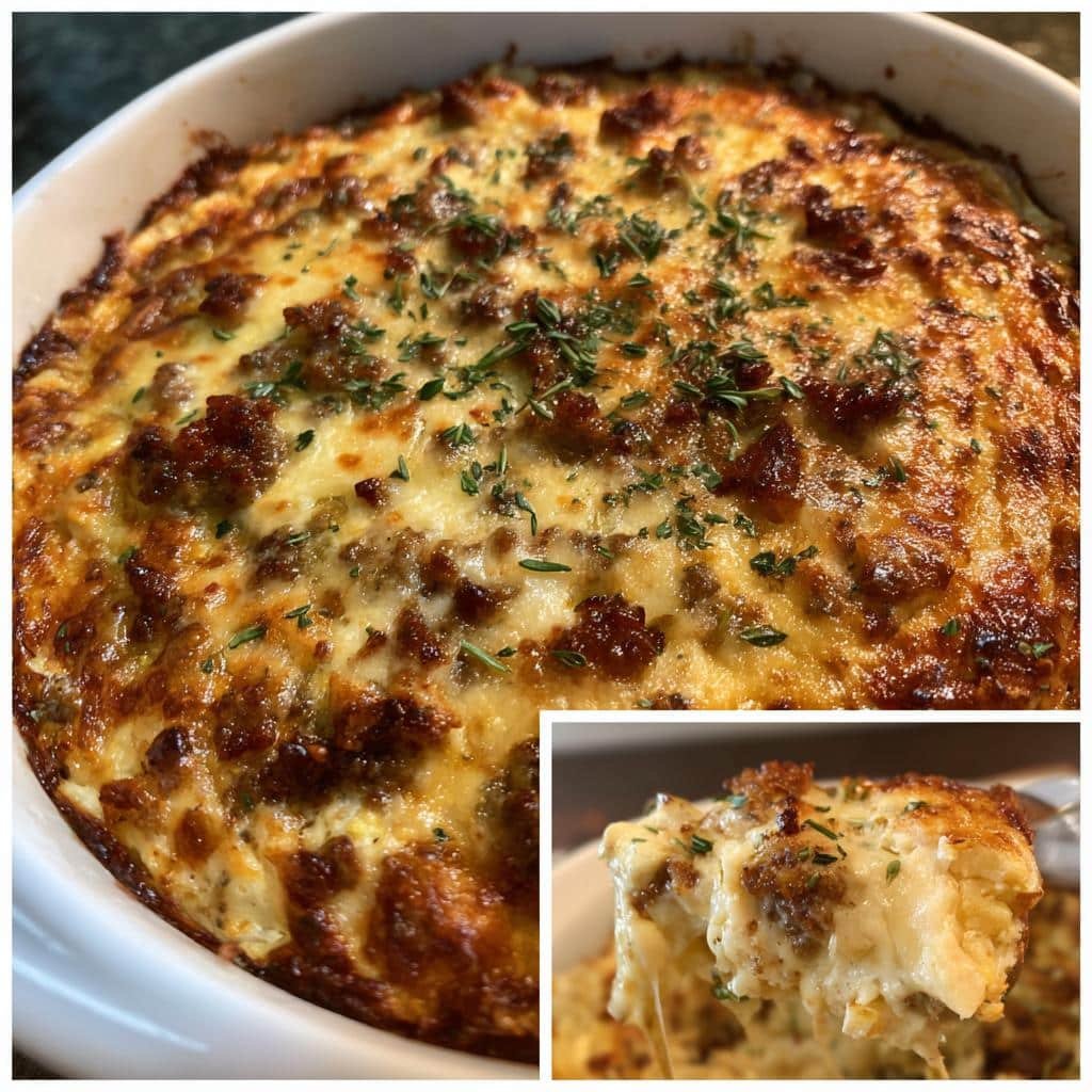 Air fryer Cheesy Sausage & Bacon Baked Dip - detail 1