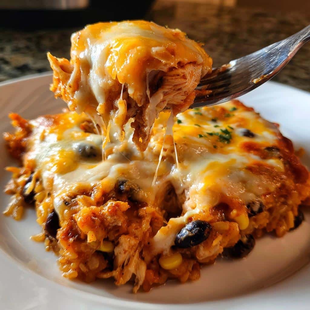 Air fryer Chicken & Rice Enchilada Casserole for thanksgiving