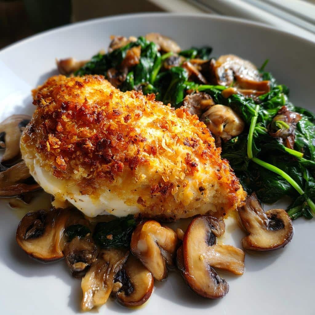 Air fryer Chicken, Spinach, and Mushroom Low-Carb Oven Dish