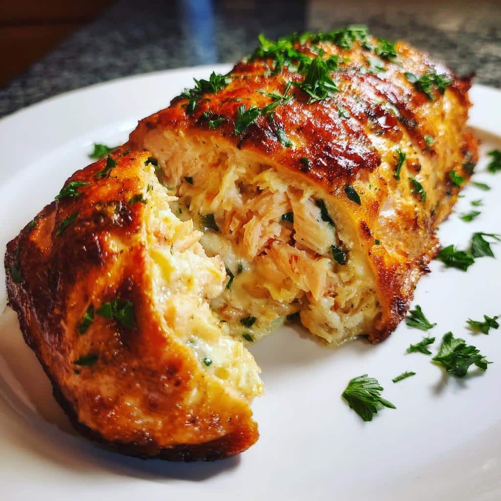 Air fryer Crab & Shrimp Stuffed Salmon
