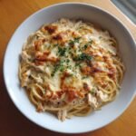 Air fryer Creamy Crockpot Chicken Spaghetti