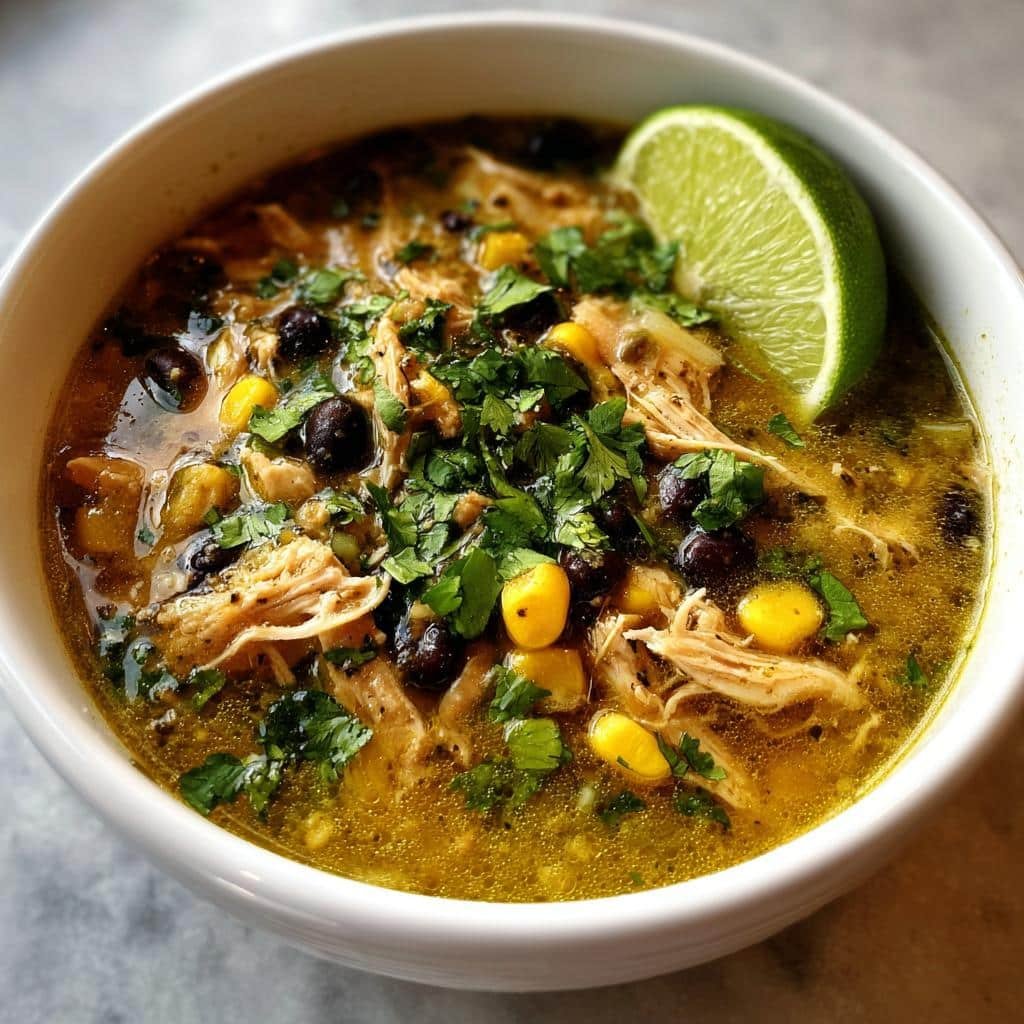 Air fryer Crock Pot Green Enchilada Chicken Soup