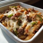 Air fryer Crockpot Philly Cheesesteak Pasta Casserole