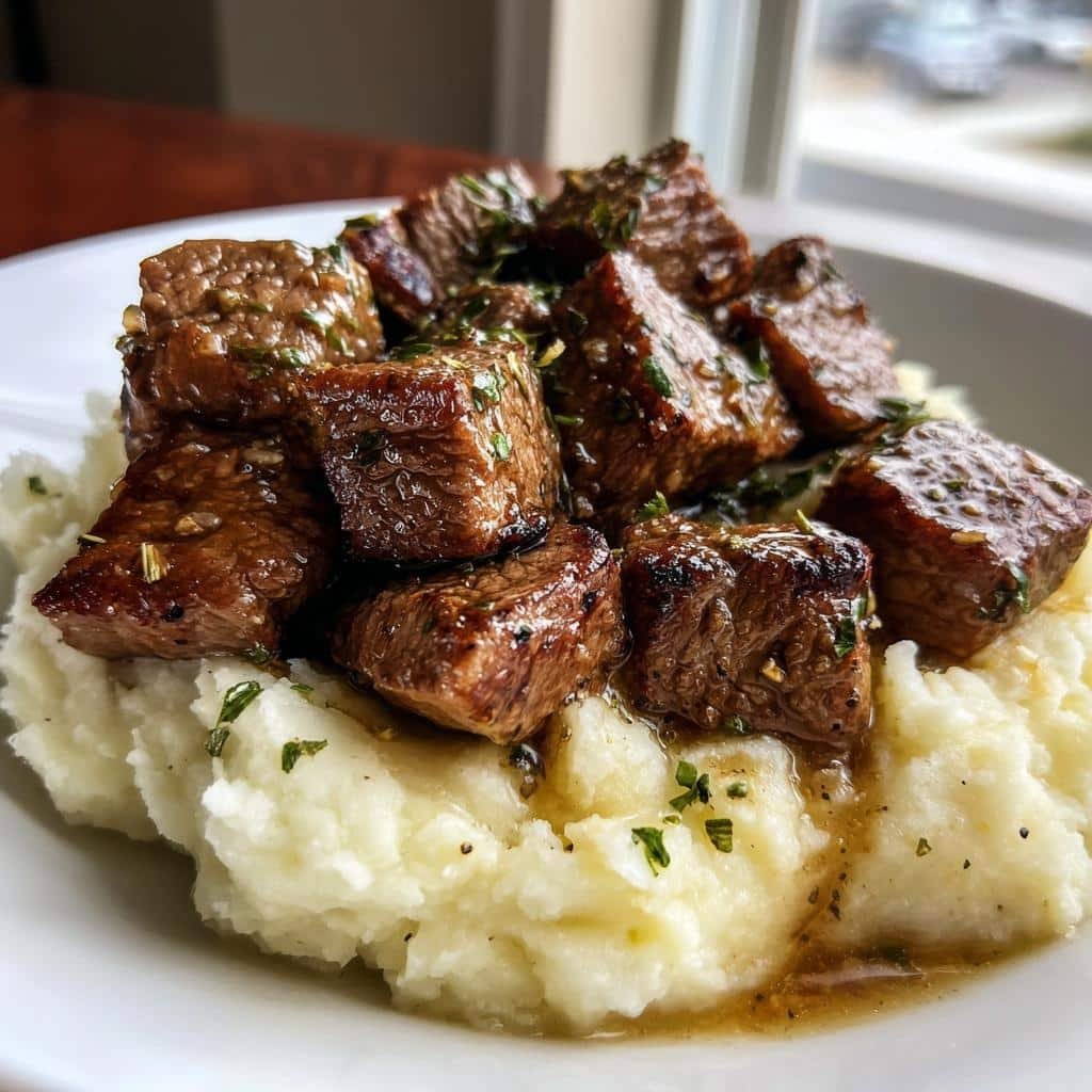 30-Minute Air Fryer Garlic Butter Steak Bites and Mash Perfection 4 Air fryer Garlic Butter Steak Bites and Mash - detail 1