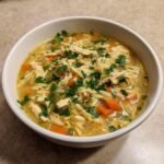 Air fryer Greek Lemon Chicken Orzo Soup