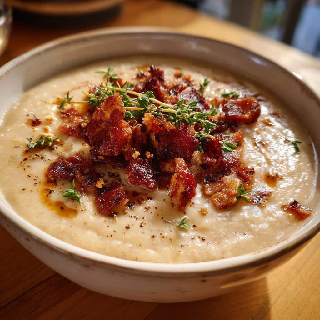 Air fryer Rustic White Bean and Bacon Soup