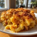 Air fryer Smoky Maple Bourbon Pulled Pork Mac & Cheese Casserole