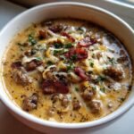 Air fryer Thanksgiving Bacon Mushroom Swiss Cheeseburger Soup