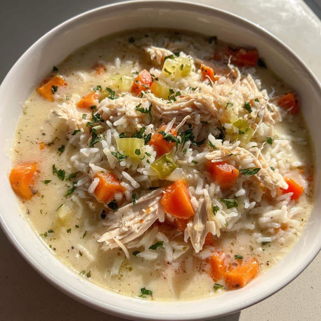 Air fryer Thanksgiving Creamy Chicken and Rice Soup
