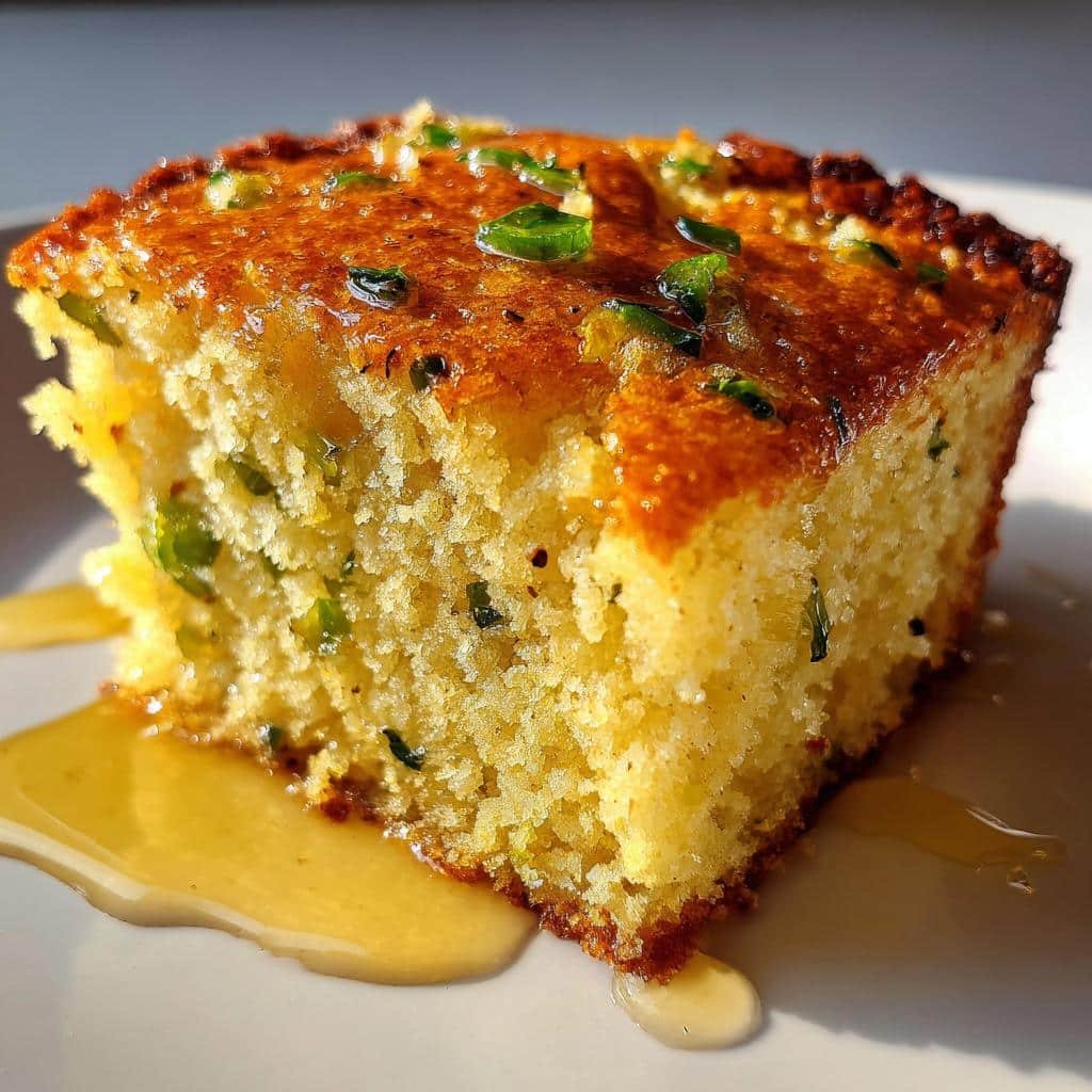 Air fryer Thanksgiving Spicy Jalapeño Cornbread Drizzled with Sweet Lime Honey