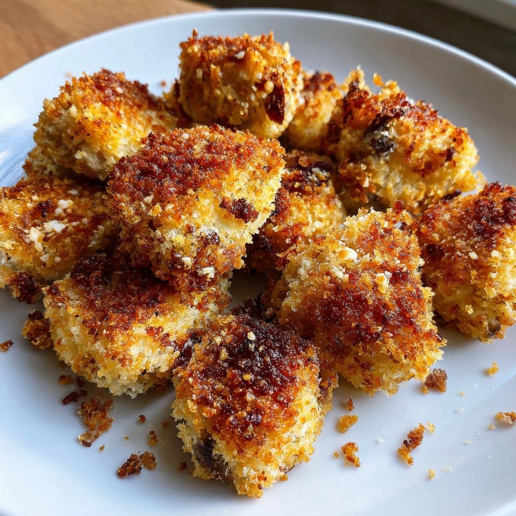 Air fryer Thanksgiving crispy garlic mushroom bites
