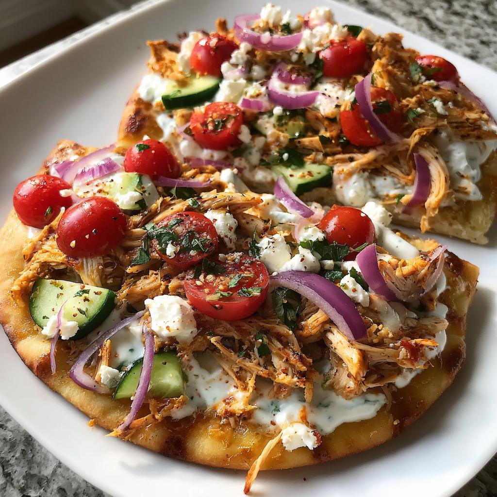 Air fryer Tzatziki Chicken & Veggie Naan Pizza - detail 1