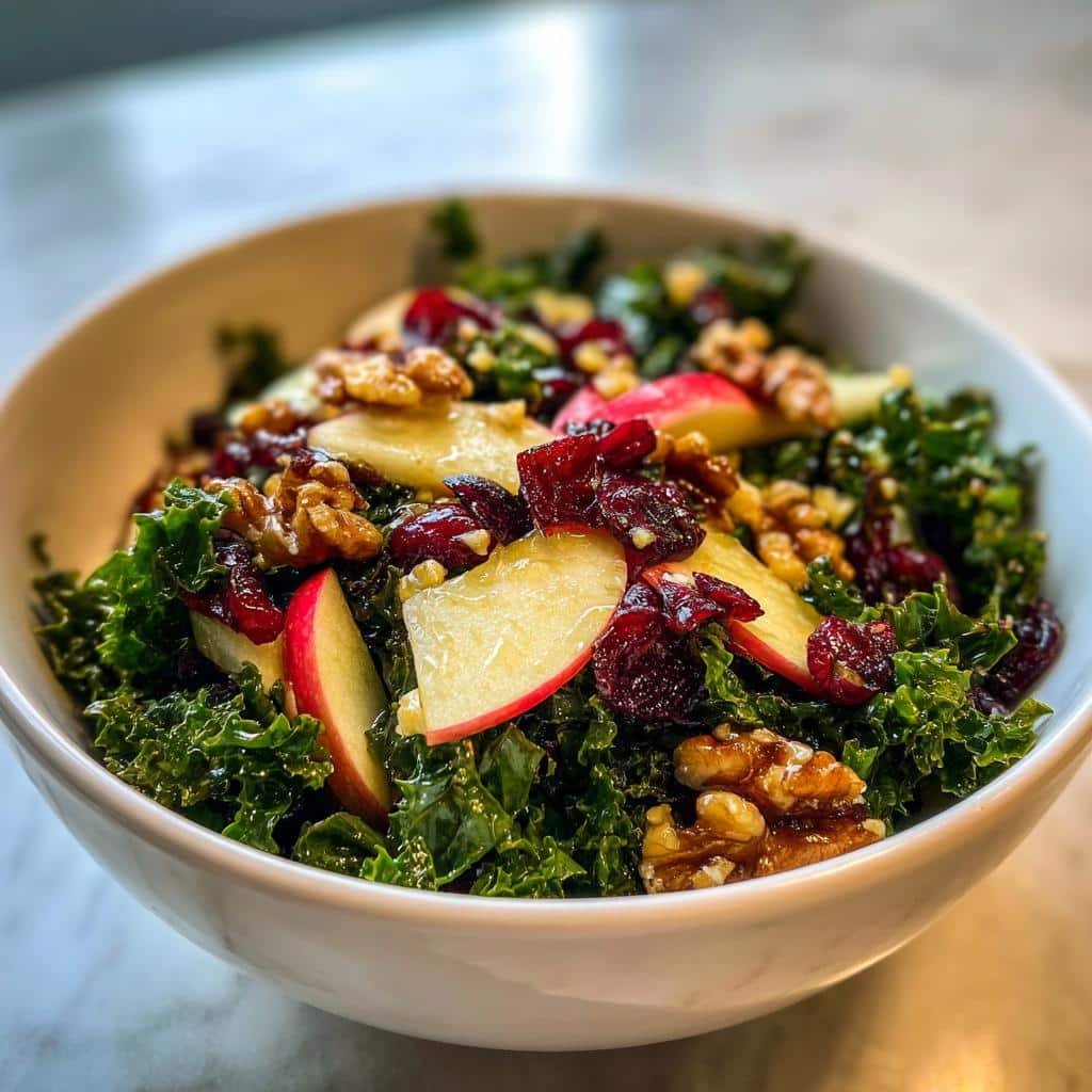 Air fryer christmas Apple Cranberry Kale Salad