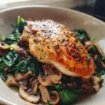 Air fryer christmas Chicken, Spinach, and Mushroom Low-Carb Oven Dish
