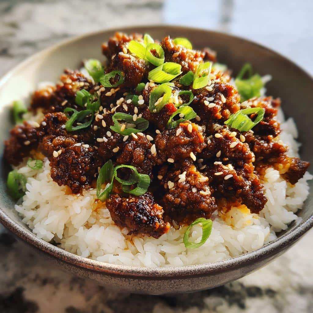 Air fryer christmas Korean Beef Ground Meat Bowl