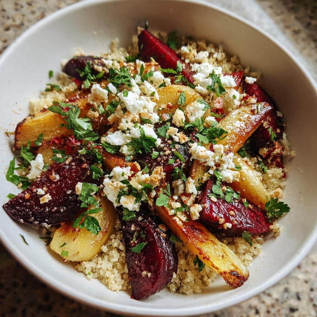 Air fryer christmas Roasted Parsnip & Beet Bowl