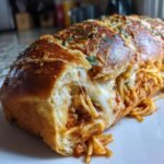 Air fryer christmas Spaghetti Stuffed Garlic Bread Subs