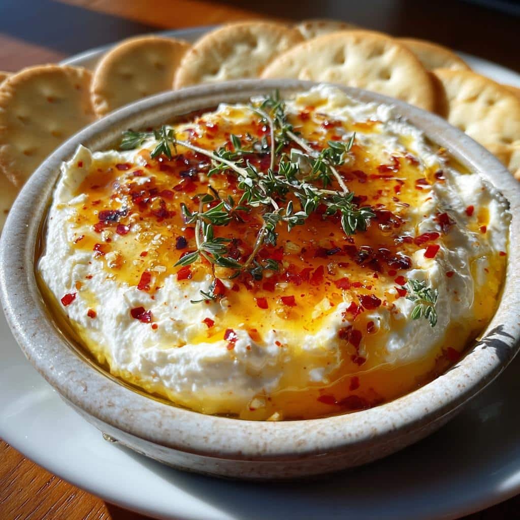 Air fryer christmas Whipped Feta with Hot Honey