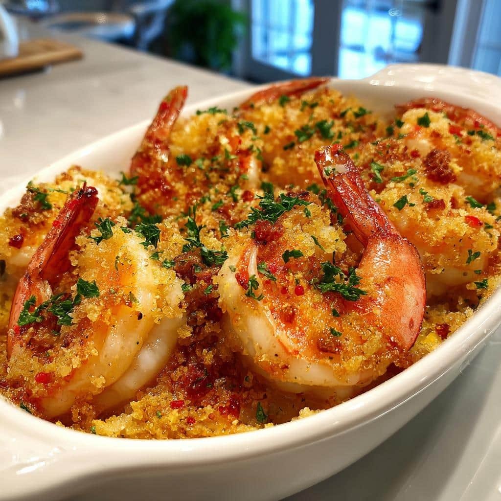 Christmas Air fryer Baked Stuffed Shrimp Casserole