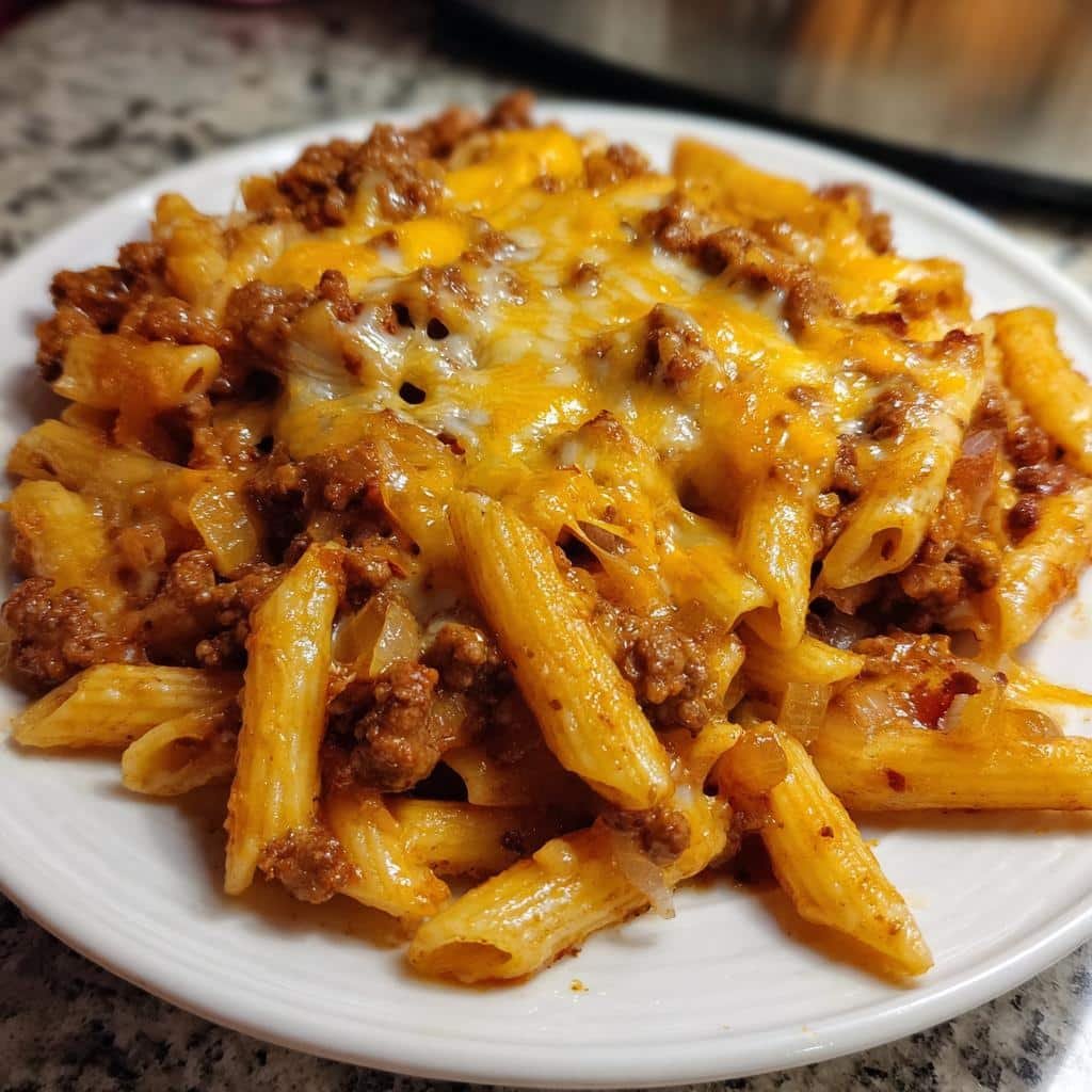 Christmas Air fryer Cheesy Sloppy Cheeseburger Dinner Pasta