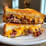 Christmas Air fryer Double-Decker BBQ Brisket & Bacon Grilled Cheese Sandwiches