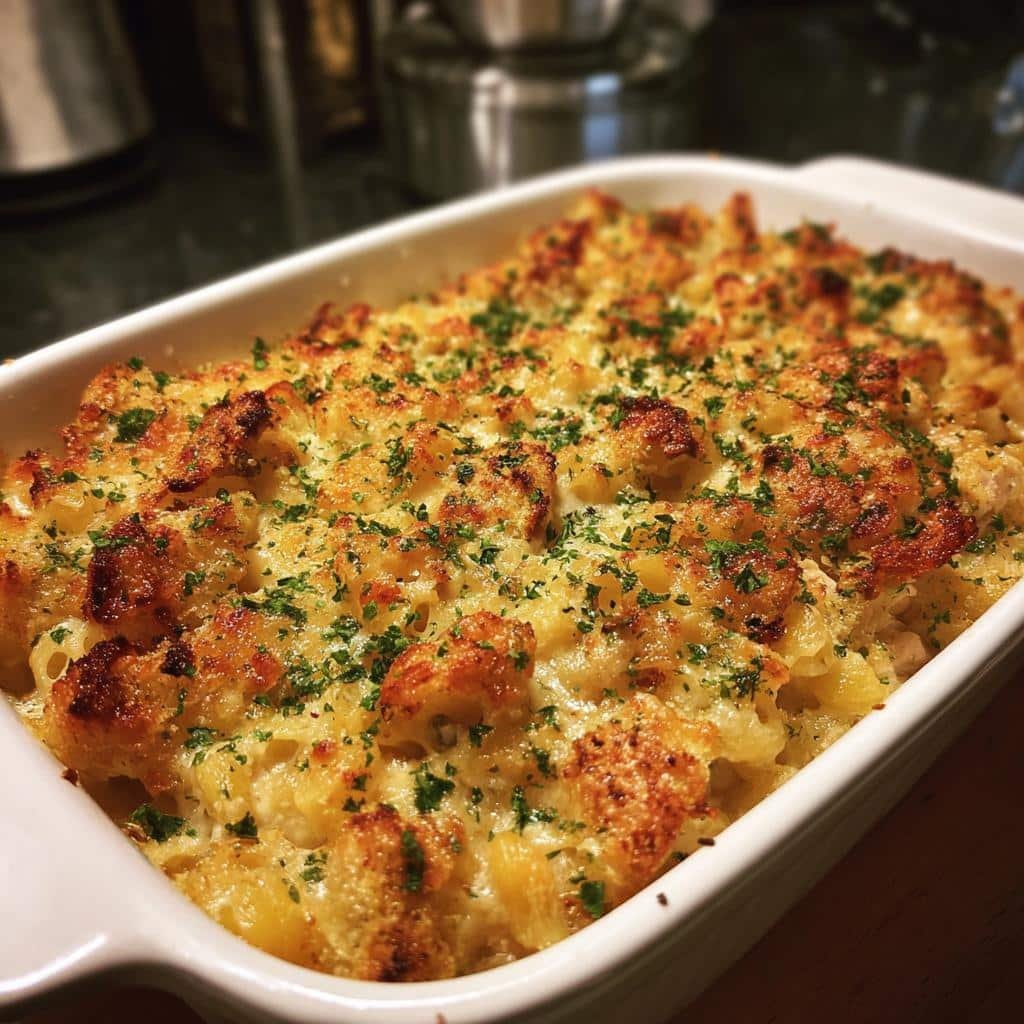 Christmas Air fryer Garlic Parmesan Chicken Pasta Bake