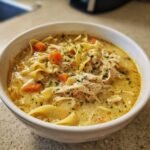 Christmas Air fryer High-Protein Chicken Noodle Soup (Cottage Cheese Base)