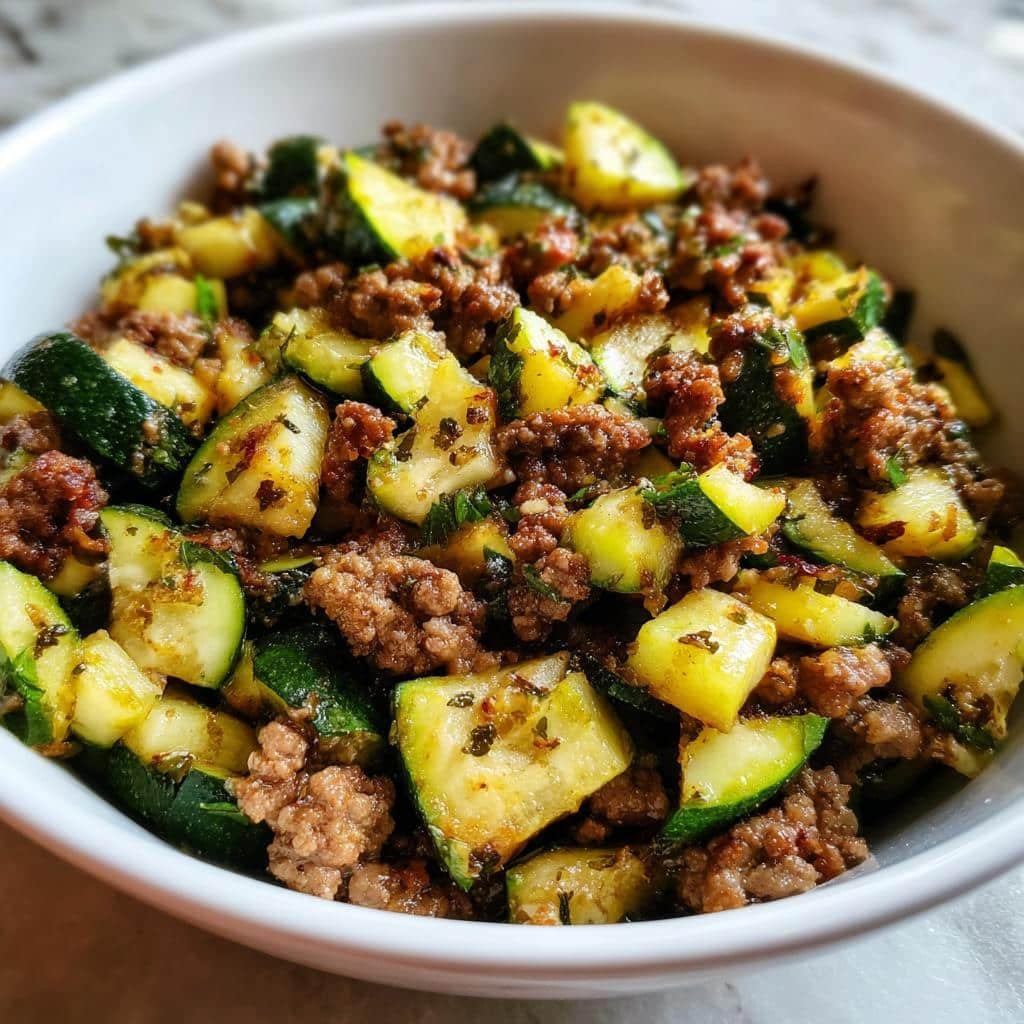 Christmas Air fryer Italian Herb Ground Beef with Zucchini Bowl