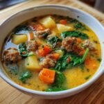 Christmas Air fryer Italian Sausage Potato Soup with Carrots & Spinach