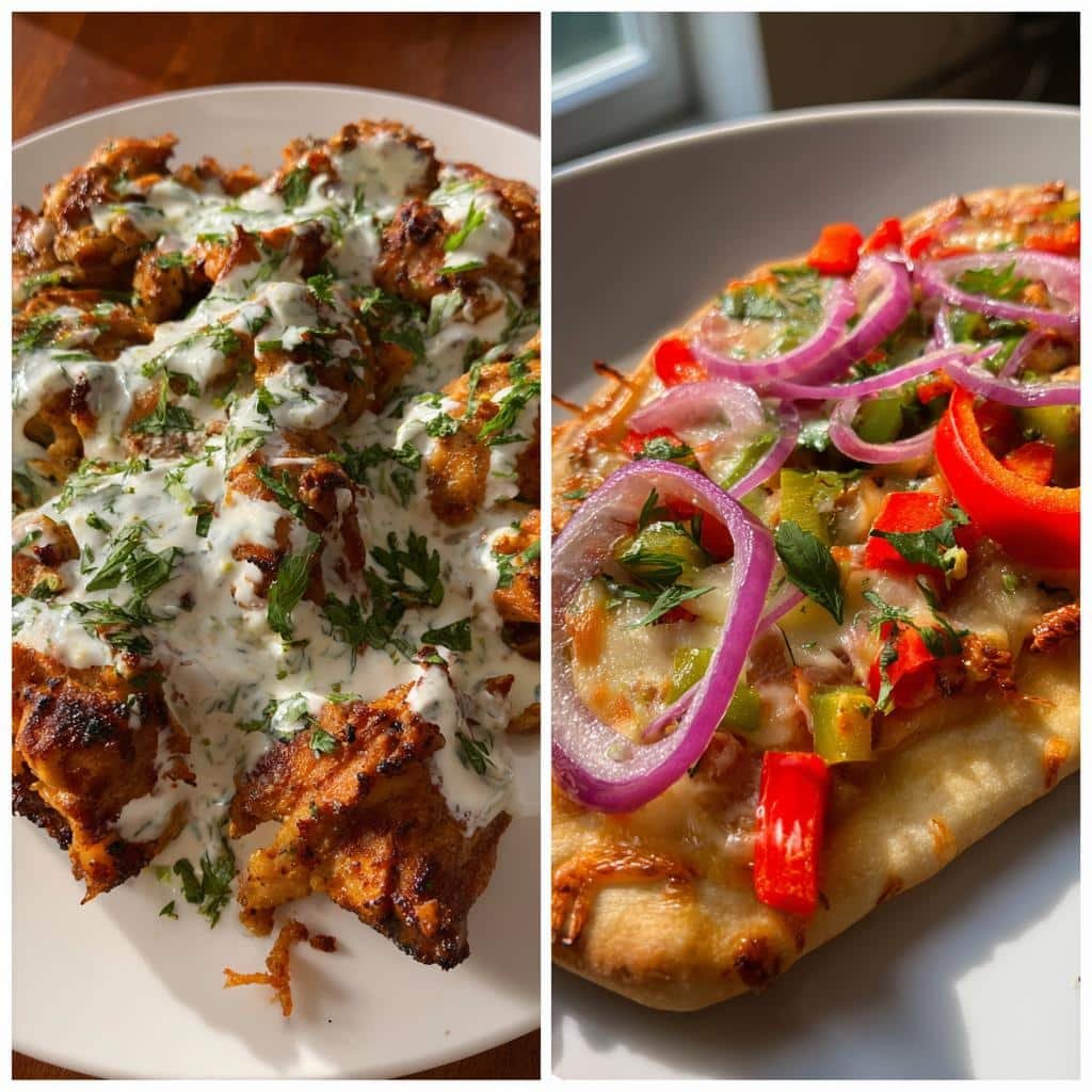 Christmas Air fryer Tzatziki Chicken Dinner & Veggie Naan Pizza