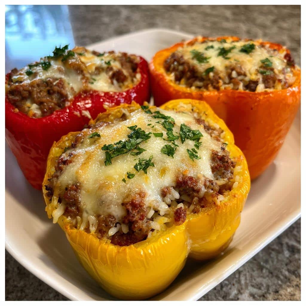 Christmas air fryer Ground Beef & Stuffed Peppers