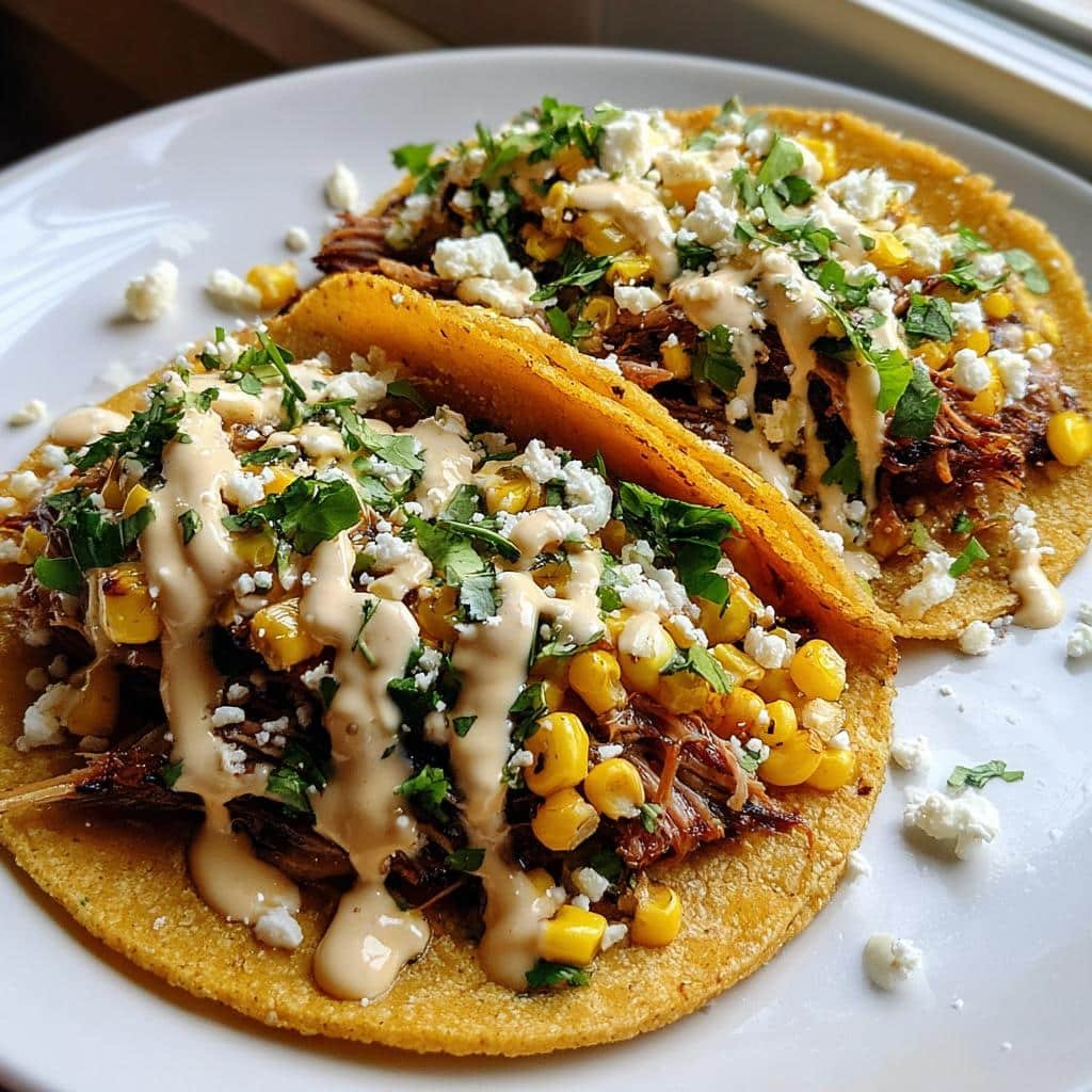 air fryer Brisket Elote Tacos