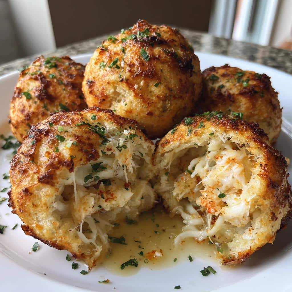 air fryer Crabby Shrimp Garlic Bread Bombs