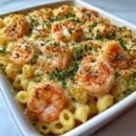 air fryer Shrimp Scampi Pasta Bake