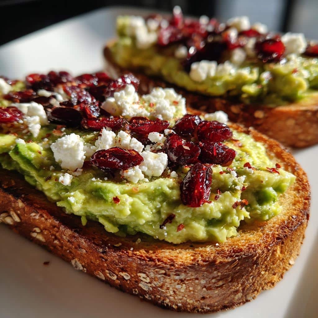 Air Fryer Avocado Toast with Feta & Cranberries - detail 1