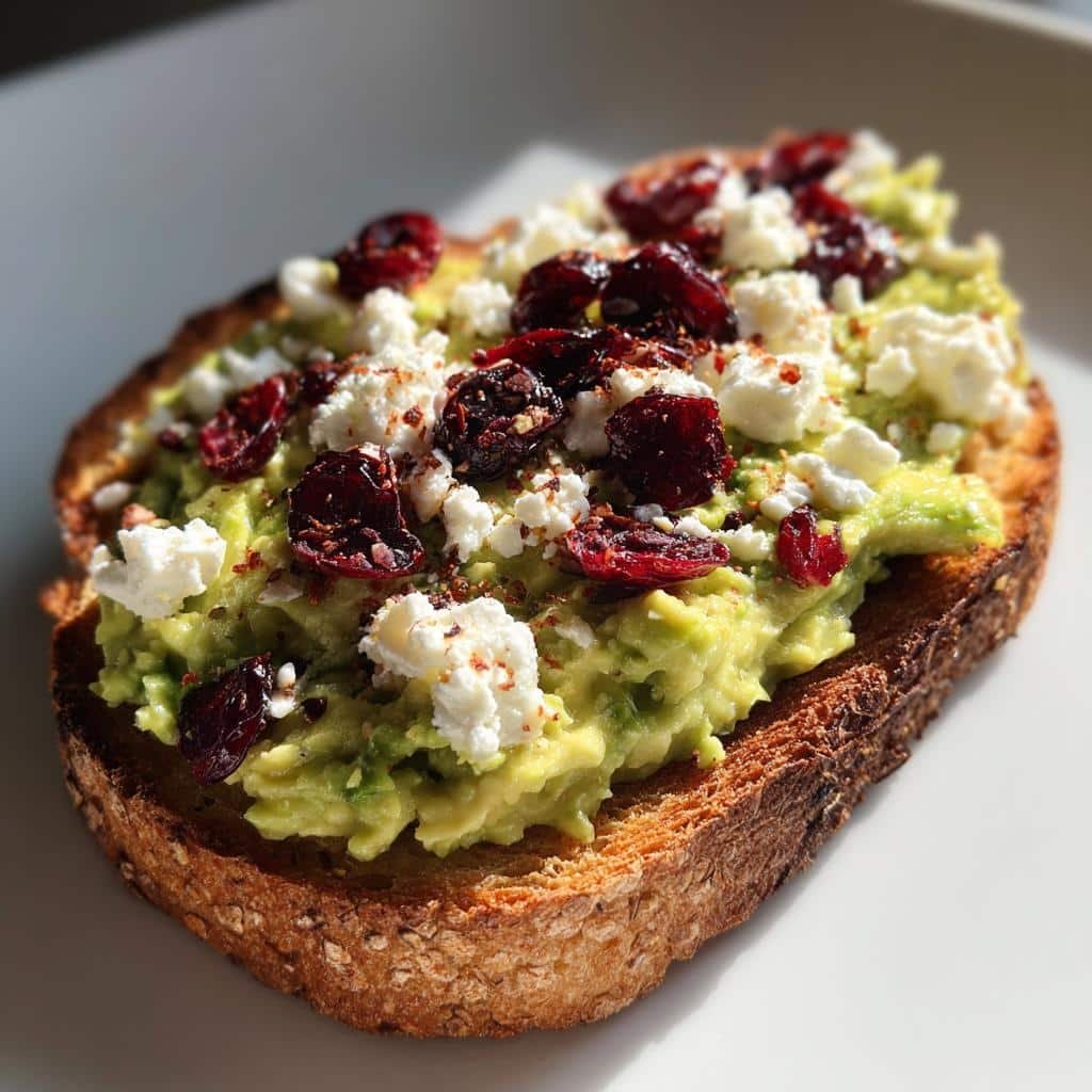 Air Fryer Avocado Toast with Feta & Cranberries