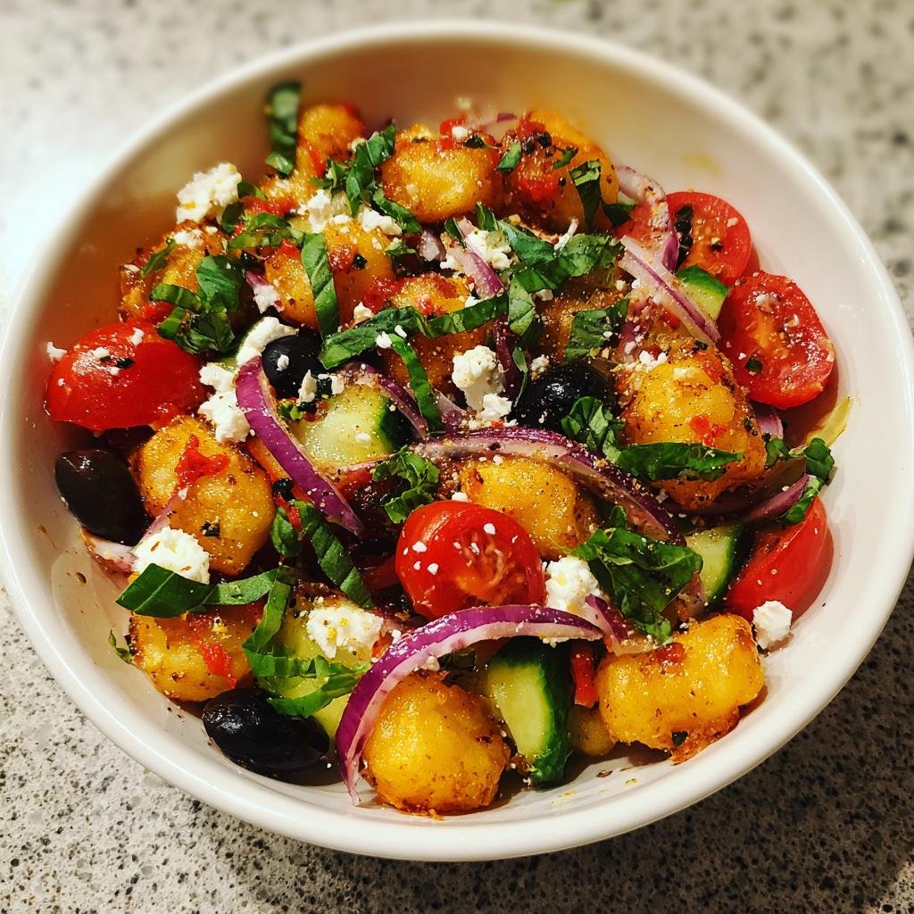 Air Fryer Crispy Gnocchi Salad (Cold Pasta Salad Style)