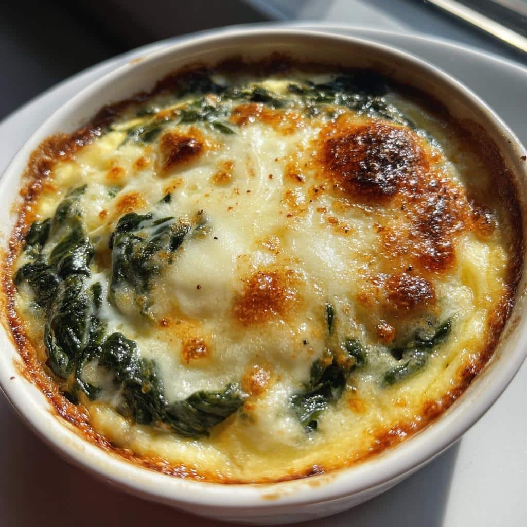 Air Fryer Crispy Spinach Egg Mozzarella Bake