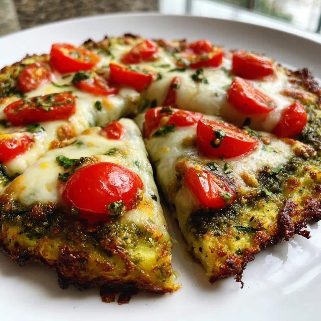Air Fryer Low-Carb Pesto Pizza with Zucchini - detail 1