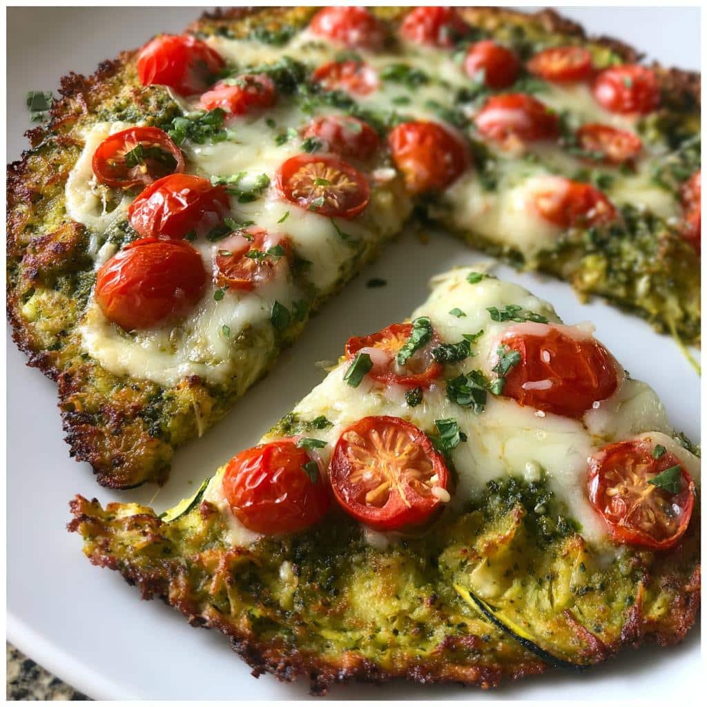 Air Fryer Low-Carb Pesto Pizza with Zucchini