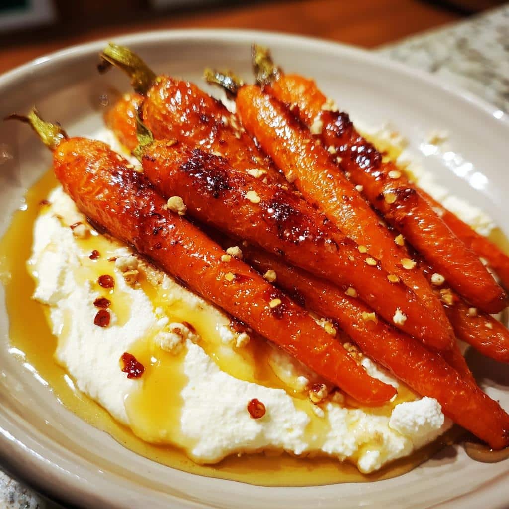 Air Fryer Roasted Carrots with Whipped Ricotta and Hot Honey Bliss