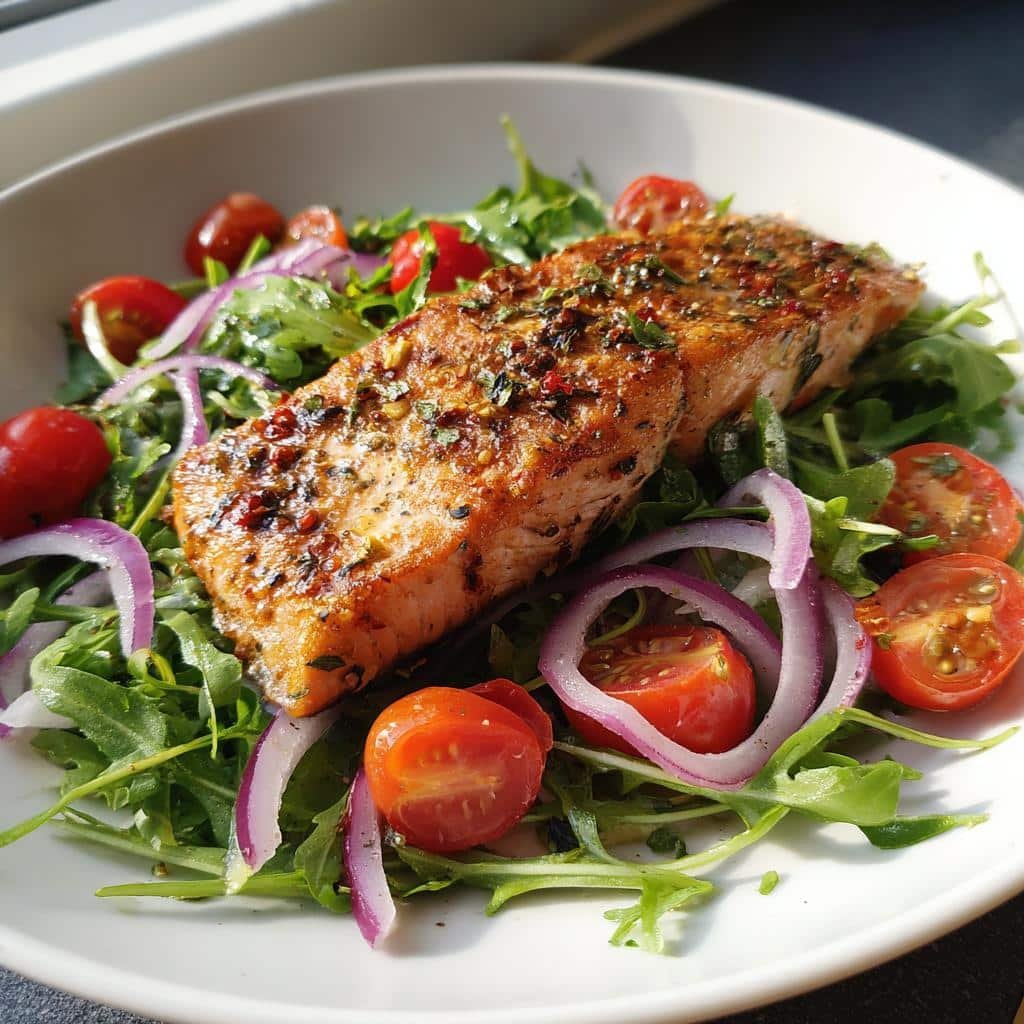 Air Fryer Salmon Salad with Arugula - detail 1
