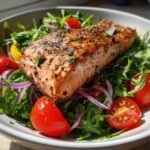 Air Fryer Salmon Salad with Arugula