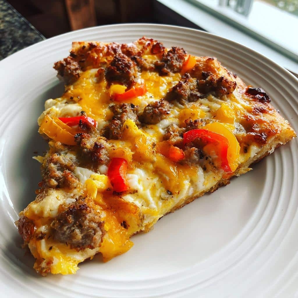 Air Fryer Sausage & Egg Breakfast Pizza