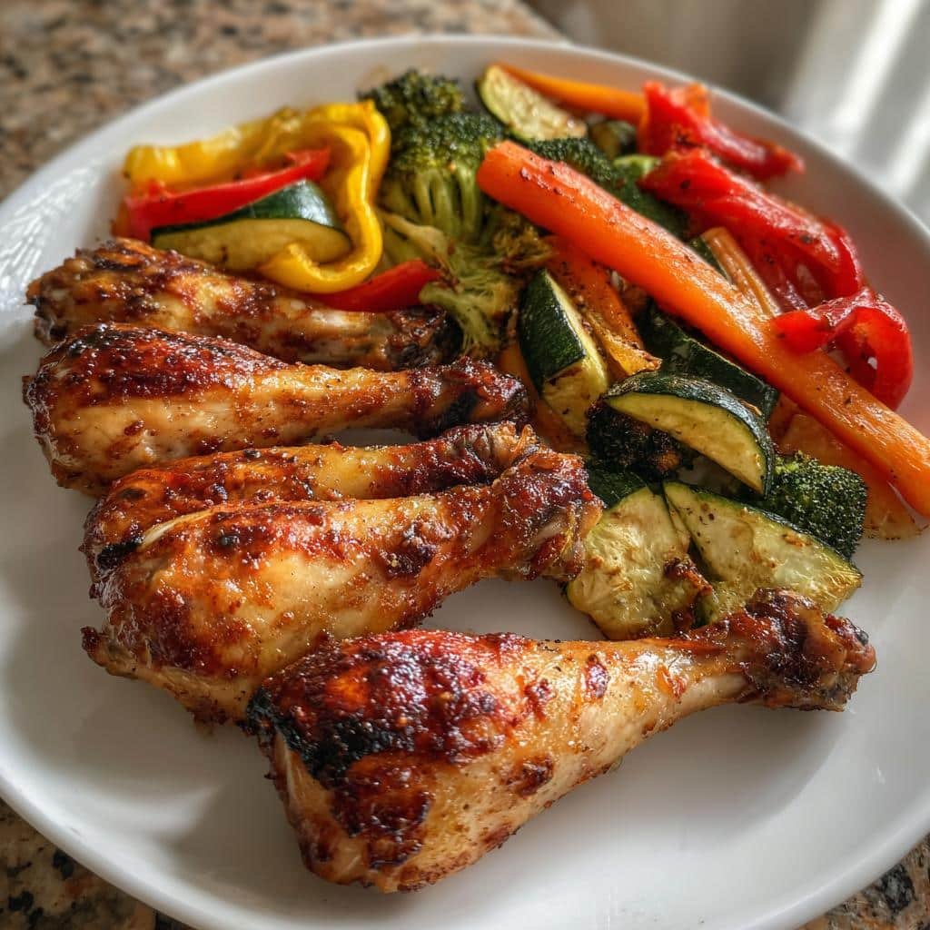 Air Fryer Sheet Pan Drumsticks Roasted Veggies - detail 1