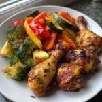 Air Fryer Sheet Pan Drumsticks Roasted Veggies